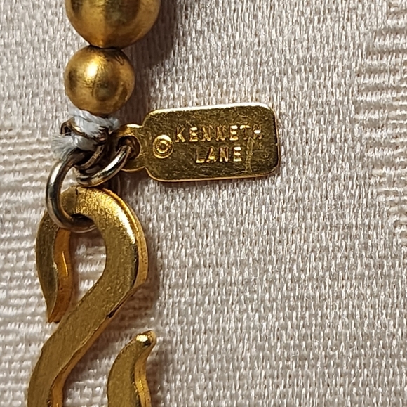 KENNETH JAY LANE 80s Vintage Regency Necklace Gold-Plated Tassel Statement RARE - Picture 3 of 9